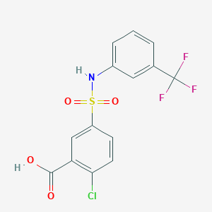 molecular formula C14H9ClF3NO4S B2904962 2-Chloro-5-{[3-(trifluoromethyl)phenyl]sulfamoyl}benzoic acid CAS No. 328028-29-1