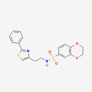 molecular formula C19H18N2O4S2 B2904968 N-[2-(2-苯基-1,3-噻唑-4-基)乙基]-2,3-二氢-1,4-苯并二噁英-6-磺酰胺 CAS No. 863511-85-7
