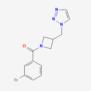 molecular formula C13H13BrN4O B2904974 (3-Bromophenyl)-[3-(triazol-1-ylmethyl)azetidin-1-yl]methanone CAS No. 2320582-26-9