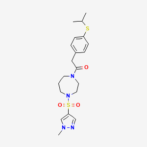 molecular formula C20H28N4O3S2 B2904979 2-(4-(isopropylthio)phenyl)-1-(4-((1-methyl-1H-pyrazol-4-yl)sulfonyl)-1,4-diazepan-1-yl)ethanone CAS No. 2034543-87-6