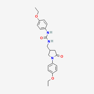 molecular formula C22H27N3O4 B2904980 1-(4-Ethoxyphenyl)-3-((1-(4-ethoxyphenyl)-5-oxopyrrolidin-3-yl)methyl)urea CAS No. 954696-29-8
