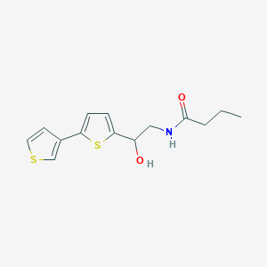 molecular formula C14H17NO2S2 B2904983 N-(2-([2,3'-bithiophen]-5-yl)-2-hydroxyethyl)butyramide CAS No. 2309597-52-0