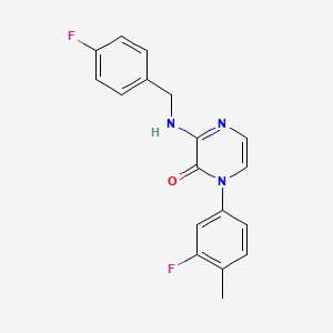 molecular formula C18H15F2N3O B2904986 3-[(4-fluorobenzyl)amino]-1-(3-fluoro-4-methylphenyl)pyrazin-2(1H)-one CAS No. 899999-66-7