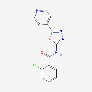 molecular formula C14H9ClN4O2 B2904989 2-chloro-N-(5-pyridin-4-yl-1,3,4-oxadiazol-2-yl)benzamide CAS No. 887868-43-1