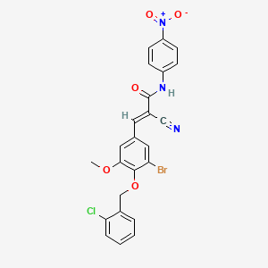 molecular formula C24H17BrClN3O5 B2904996 (E)-3-[3-bromo-4-[(2-chlorophenyl)methoxy]-5-methoxyphenyl]-2-cyano-N-(4-nitrophenyl)prop-2-enamide CAS No. 522604-03-1