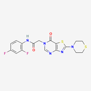 molecular formula C17H15F2N5O2S2 B2904998 N-(2,4-difluorophenyl)-2-(7-oxo-2-thiomorpholinothiazolo[4,5-d]pyrimidin-6(7H)-yl)acetamide CAS No. 1223779-71-2