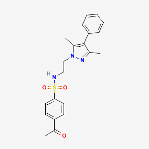 4-acetyl-N-(2-(3,5-dimethyl-4-phenyl-1H-pyrazol-1-yl)ethyl)benzenesulfonamide