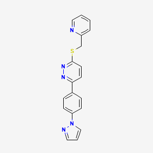 molecular formula C19H15N5S B2905025 3-(4-Pyrazol-1-ylphenyl)-6-(pyridin-2-ylmethylsulfanyl)pyridazine CAS No. 1004185-96-9