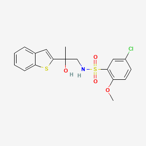 molecular formula C18H18ClNO4S2 B2905026 N-(2-(benzo[b]thiophen-2-yl)-2-hydroxypropyl)-5-chloro-2-methoxybenzenesulfonamide CAS No. 2034404-11-8
