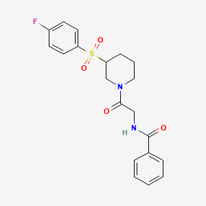 molecular formula C20H21FN2O4S B2905037 N-(2-(3-((4-fluorophenyl)sulfonyl)piperidin-1-yl)-2-oxoethyl)benzamide CAS No. 1797341-14-0
