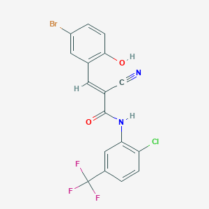 molecular formula C17H9BrClF3N2O2 B2905040 (E)-3-(5-bromo-2-hydroxyphenyl)-N-[2-chloro-5-(trifluoromethyl)phenyl]-2-cyanoprop-2-enamide CAS No. 380423-68-7