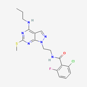molecular formula C18H20ClFN6OS B2905056 2-chloro-6-fluoro-N-(2-(6-(methylthio)-4-(propylamino)-1H-pyrazolo[3,4-d]pyrimidin-1-yl)ethyl)benzamide CAS No. 941947-94-0