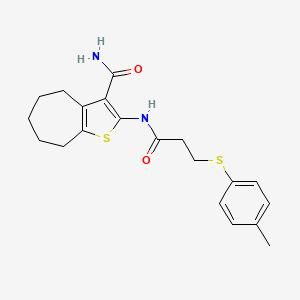 molecular formula C20H24N2O2S2 B2905065 2-(3-(p-tolylthio)propanamido)-5,6,7,8-tetrahydro-4H-cyclohepta[b]thiophene-3-carboxamide CAS No. 895464-72-9