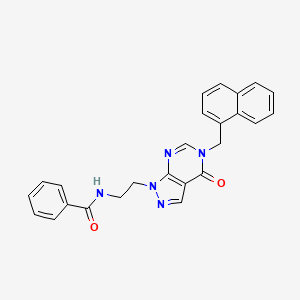 molecular formula C25H21N5O2 B2905068 N-(2-(5-(naphthalen-1-ylmethyl)-4-oxo-4,5-dihydro-1H-pyrazolo[3,4-d]pyrimidin-1-yl)ethyl)benzamide CAS No. 921989-23-3