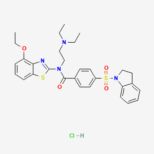 molecular formula C30H35ClN4O4S2 B2905073 N-(2-(二乙氨基)乙基)-N-(4-乙氧基苯并[d]噻唑-2-基)-4-(吲哚-1-基磺酰基)苯甲酰胺盐酸盐 CAS No. 1322281-50-4