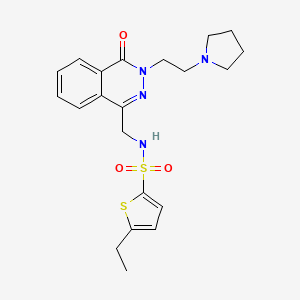 molecular formula C21H26N4O3S2 B2905074 5-ethyl-N-((4-oxo-3-(2-(pyrrolidin-1-yl)ethyl)-3,4-dihydrophthalazin-1-yl)methyl)thiophene-2-sulfonamide CAS No. 1448071-01-9