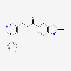 molecular formula C19H15N3OS2 B2905077 2-methyl-N-((5-(thiophen-3-yl)pyridin-3-yl)methyl)benzo[d]thiazole-6-carboxamide CAS No. 1795305-22-4