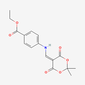molecular formula C16H17NO6 B2905081 Ethyl 4-(((2,2-dimethyl-4,6-dioxo-1,3-dioxan-5-ylidene)methyl)amino)benzoate CAS No. 205810-04-4