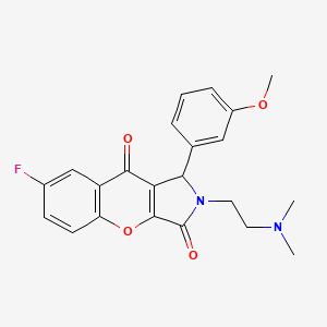 molecular formula C22H21FN2O4 B2905083 2-(2-(Dimethylamino)ethyl)-7-fluoro-1-(3-methoxyphenyl)-1,2-dihydrochromeno[2,3-c]pyrrole-3,9-dione CAS No. 631890-61-4