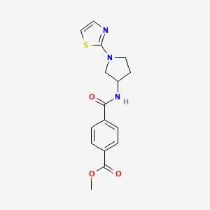 molecular formula C16H17N3O3S B2905098 Methyl 4-((1-(thiazol-2-yl)pyrrolidin-3-yl)carbamoyl)benzoate CAS No. 1797709-07-9
