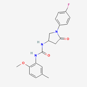 molecular formula C19H20FN3O3 B2905099 1-(1-(4-Fluorophenyl)-5-oxopyrrolidin-3-yl)-3-(2-methoxy-5-methylphenyl)urea CAS No. 894018-01-0