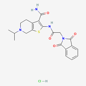 molecular formula C21H23ClN4O4S B2905110 2-(2-(1,3-Dioxoisoindolin-2-yl)acetamido)-6-isopropyl-4,5,6,7-tetrahydrothieno[2,3-c]pyridine-3-carboxamide hydrochloride CAS No. 1052532-23-6