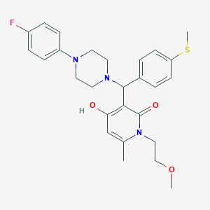 3-((4-(4-fluorophenyl)piperazin-1-yl)(4-(methylthio)phenyl)methyl)-4-hydroxy-1-(2-methoxyethyl)-6-methylpyridin-2(1H)-one