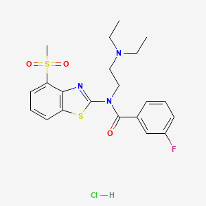 molecular formula C21H25ClFN3O3S2 B2905121 N-(2-(二乙氨基)乙基)-3-氟-N-(4-(甲磺酰基)苯并[d]噻唑-2-基)苯甲酰胺盐酸盐 CAS No. 1216628-98-6