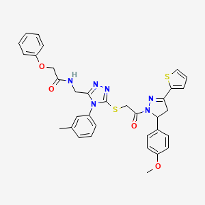 N-((5-((2-(5-(4-methoxyphenyl)-3-(thiophen-2-yl)-4,5-dihydro-1H-pyrazol-1-yl)-2-oxoethyl)thio)-4-(m-tolyl)-4H-1,2,4-triazol-3-yl)methyl)-2-phenoxyacetamide