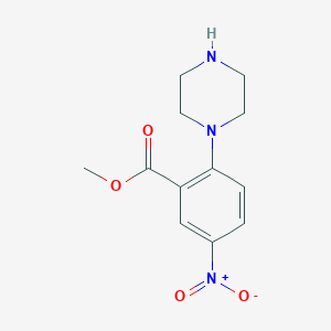 molecular formula C12H15N3O4 B2905129 5-Nitro-2-piperazin-1-yl-benzoic acid methyl ester CAS No. 886360-73-2