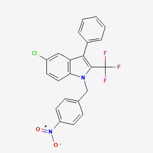 molecular formula C22H14ClF3N2O2 B2905132 5-chloro-1-(4-nitrobenzyl)-3-phenyl-2-(trifluoromethyl)-1H-indole CAS No. 337921-12-7