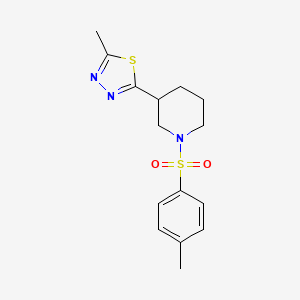 molecular formula C15H19N3O2S2 B2905134 2-Methyl-5-(1-tosylpiperidin-3-yl)-1,3,4-thiadiazole CAS No. 1170155-37-9