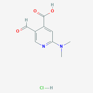 molecular formula C9H11ClN2O3 B2905143 2-(二甲氨基)-5-甲酰吡啶-4-羧酸；盐酸盐 CAS No. 2411243-64-4