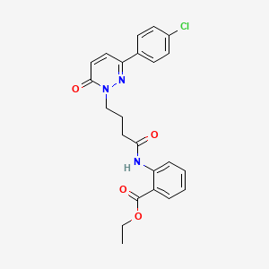 molecular formula C23H22ClN3O4 B2905145 2-(4-(3-(4-氯苯基)-6-氧代哒嗪-1(6H)-基)丁酰胺基)苯甲酸乙酯 CAS No. 946266-18-8