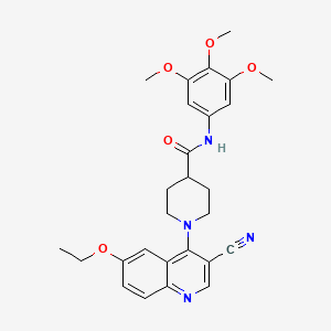 molecular formula C27H30N4O5 B2905189 1-(3-氰基-6-乙氧基喹啉-4-基)-N-(3,4,5-三甲氧基苯基)哌啶-4-甲酰胺 CAS No. 1226436-46-9