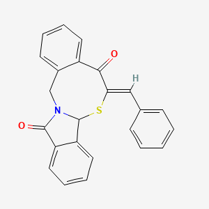 molecular formula C24H17NO2S B2905190 (10Z)-10-(苯甲亚甲基)-11-硫杂-1-氮杂四环[10.7.0.0^{3,8}.0^{13,18}]十九-3(8),4,6,13(18),14,16-己烯-9,19-二酮 CAS No. 866008-69-7