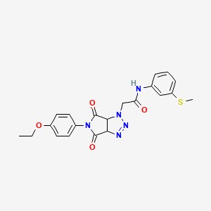molecular formula C21H21N5O4S B2905194 2-(5-(4-ethoxyphenyl)-4,6-dioxo-4,5,6,6a-tetrahydropyrrolo[3,4-d][1,2,3]triazol-1(3aH)-yl)-N-(3-(methylthio)phenyl)acetamide CAS No. 1052619-64-3