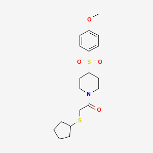 molecular formula C19H27NO4S2 B2905199 2-(Cyclopentylthio)-1-(4-((4-methoxyphenyl)sulfonyl)piperidin-1-yl)ethanone CAS No. 1448063-85-1
