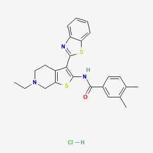 molecular formula C25H26ClN3OS2 B2905204 N-(3-(苯并[d]噻唑-2-基)-6-乙基-4,5,6,7-四氢噻并[2,3-c]吡啶-2-基)-3,4-二甲基苯甲酰胺盐酸盐 CAS No. 1190008-87-7