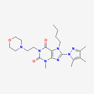 molecular formula C22H33N7O3 B2905211 7-butyl-3-methyl-1-(2-morpholinoethyl)-8-(3,4,5-trimethyl-1H-pyrazol-1-yl)-1H-purine-2,6(3H,7H)-dione CAS No. 1013762-75-8