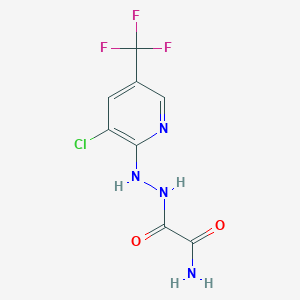 molecular formula C8H6ClF3N4O2 B2905221 2-{2-[3-Chloro-5-(trifluoromethyl)-2-pyridinyl]hydrazino}-2-oxoacetamide CAS No. 477852-78-1