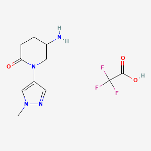 molecular formula C11H15F3N4O3 B2905222 5-氨基-1-(1-甲基-1H-吡唑-4-基)哌啶-2-酮、三氟乙酸 CAS No. 2137994-21-7