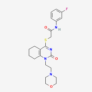 molecular formula C22H27FN4O3S B2905223 N-(3-fluorophenyl)-2-((1-(2-morpholinoethyl)-2-oxo-1,2,5,6,7,8-hexahydroquinazolin-4-yl)thio)acetamide CAS No. 898461-10-4