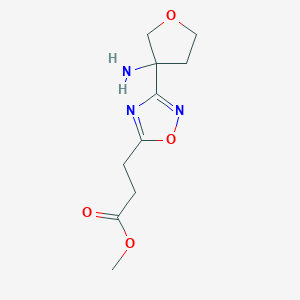 molecular formula C10H15N3O4 B2905225 Methyl 3-[3-(3-aminooxolan-3-yl)-1,2,4-oxadiazol-5-yl]propanoate CAS No. 2171924-15-3