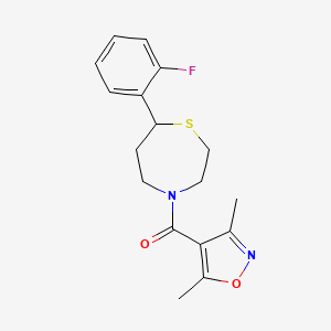 molecular formula C17H19FN2O2S B2905226 (3,5-Dimethylisoxazol-4-yl)(7-(2-fluorophenyl)-1,4-thiazepan-4-yl)methanone CAS No. 1704520-07-9