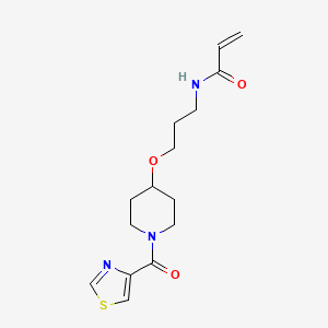 molecular formula C15H21N3O3S B2905232 N-[3-[1-(1,3-Thiazole-4-carbonyl)piperidin-4-yl]oxypropyl]prop-2-enamide CAS No. 2418659-86-4