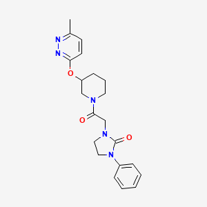 molecular formula C21H25N5O3 B2905237 1-(2-(3-((6-Methylpyridazin-3-yl)oxy)piperidin-1-yl)-2-oxoethyl)-3-phenylimidazolidin-2-one CAS No. 2034578-19-1