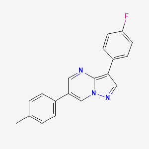 molecular formula C19H14FN3 B2905245 3-(4-Fluorophenyl)-6-(4-methylphenyl)pyrazolo[1,5-a]pyrimidine CAS No. 866132-31-2