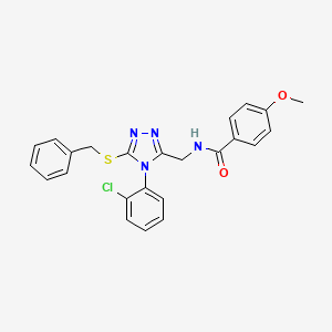 molecular formula C24H21ClN4O2S B2905247 N-[[5-benzylsulfanyl-4-(2-chlorophenyl)-1,2,4-triazol-3-yl]methyl]-4-methoxybenzamide CAS No. 476434-25-0