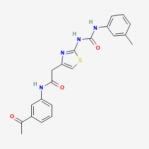 molecular formula C21H20N4O3S B2905251 N-(3-乙酰基苯基)-2-(2-(3-(间甲苯基)脲基)噻唑-4-基)乙酰胺 CAS No. 921469-04-7